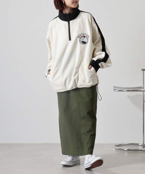 Red Cap Girl(レッドキャプガール)の「RED CAP GIRL フリース袖ラインRCG胸刺繍HALFZIP(スウェット・メンズ・オートミール/アイボリー/ブラック/グレー・M/L)」の11枚目の写真