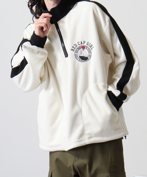 Red Cap Girl(レッドキャプガール)の「RED CAP GIRL フリース袖ラインRCG胸刺繍HALFZIP(スウェット・メンズ・オートミール/アイボリー/ブラック/グレー・M/L)」の12枚目の写真