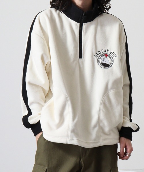 Red Cap Girl(レッドキャプガール)の「RED CAP GIRL フリース袖ラインRCG胸刺繍HALFZIP(スウェット・メンズ・オートミール/アイボリー/ブラック/グレー・M/L)」の13枚目の写真