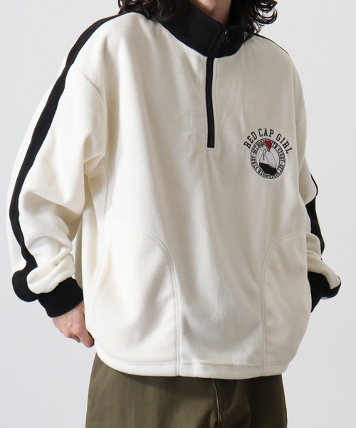Red Cap Girl(レッドキャプガール)の「RED CAP GIRL フリース袖ラインRCG胸刺繍HALFZIP(スウェット・メンズ・オートミール/アイボリー/ブラック/グレー・M/L)」の14枚目の写真