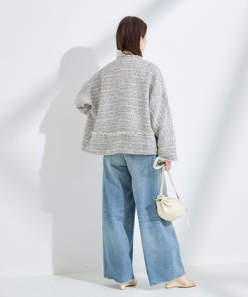 journal standard L'essage(ジャーナルスタンダードレサージュ)の「GIOLICA ツイードVネック ジャケット(ノーカラージャケット・レディース・ブラック系その他・FREE)」の22枚目の写真