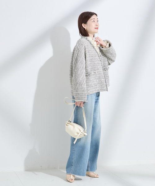 journal standard L'essage(ジャーナルスタンダードレサージュ)の「GIOLICA ツイードVネック ジャケット(ノーカラージャケット・レディース・ブラック系その他・FREE)」の21枚目の写真