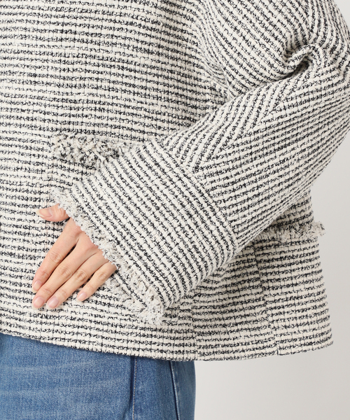 journal standard L'essage(ジャーナルスタンダードレサージュ)の「GIOLICA ツイードVネック ジャケット(ノーカラージャケット・レディース・ブラック系その他・FREE)」の9枚目の写真