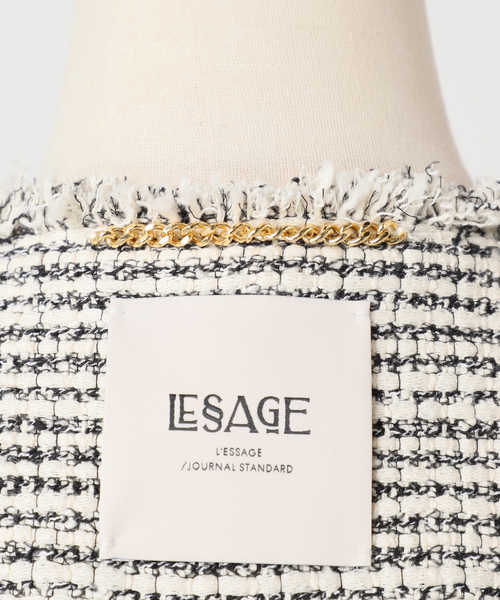 journal standard L'essage(ジャーナルスタンダードレサージュ)の「GIOLICA ツイードVネック ジャケット(ノーカラージャケット・レディース・ブラック系その他・FREE)」の2枚目の写真