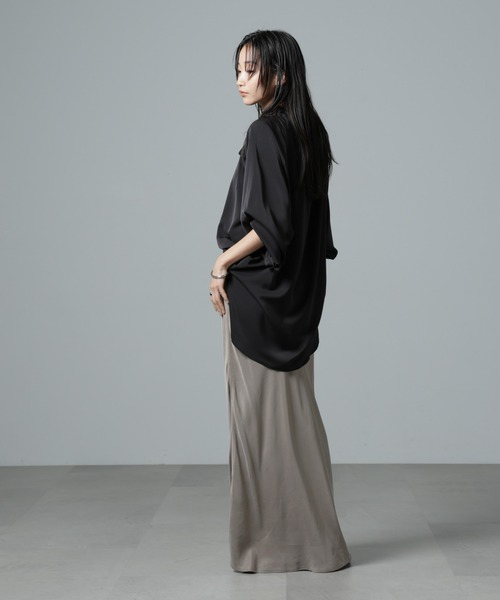 NANO universe（ナノユニバース）の「フリルカラーボータイブラウス（シャツ/ブラウス・レディース・ブラック/ライトベージュ/キャメル・FREE）」の16枚目の写真