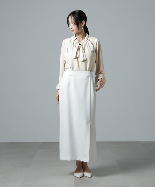 NANO universe（ナノユニバース）の「フリルカラーボータイブラウス（シャツ/ブラウス・レディース・ブラック/ライトベージュ/キャメル・FREE）」の4枚目の写真