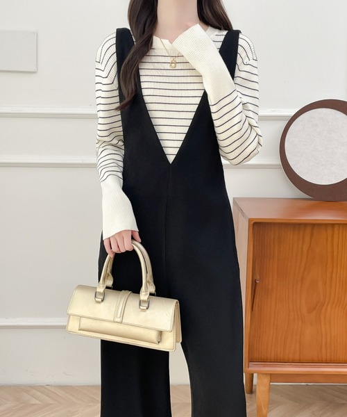 ABITOKYO(アビトーキョー)の「Vネックオールインワンサロペット(サロペット/オーバーオール・レディース・チャコールグレー/ブラック/ベージュ・M/L/XL)」の21枚目の写真