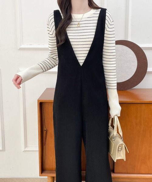 ABITOKYO(アビトーキョー)の「Vネックオールインワンサロペット(サロペット/オーバーオール・レディース・チャコールグレー/ブラック/ベージュ・M/L/XL)」の19枚目の写真