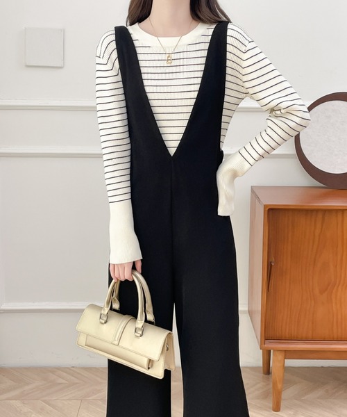 ABITOKYO(アビトーキョー)の「Vネックオールインワンサロペット(サロペット/オーバーオール・レディース・チャコールグレー/ブラック/ベージュ・M/L/XL)」の16枚目の写真
