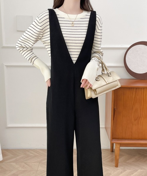 ABITOKYO(アビトーキョー)の「Vネックオールインワンサロペット(サロペット/オーバーオール・レディース・チャコールグレー/ブラック/ベージュ・M/L/XL)」の14枚目の写真