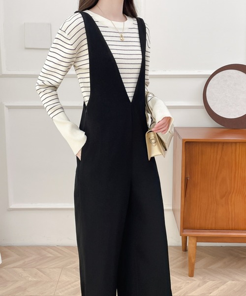 ABITOKYO(アビトーキョー)の「Vネックオールインワンサロペット(サロペット/オーバーオール・レディース・チャコールグレー/ブラック/ベージュ・M/L/XL)」の13枚目の写真