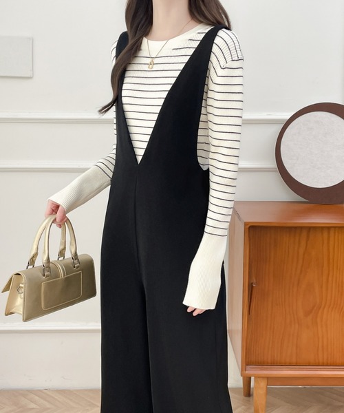 ABITOKYO(アビトーキョー)の「Vネックオールインワンサロペット(サロペット/オーバーオール・レディース・チャコールグレー/ブラック/ベージュ・M/L/XL)」の10枚目の写真