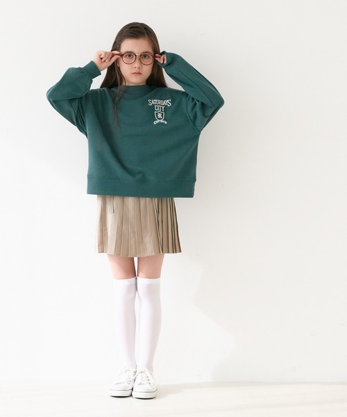 coca（coca）（コカ）の「キッズ 親子お揃い裏毛刺繍オーバーサイズスウェット（スウェット・キッズ・グリーン/ライトグレー/ホワイト/ネイビー・150/140/130/120）」の20枚目の写真