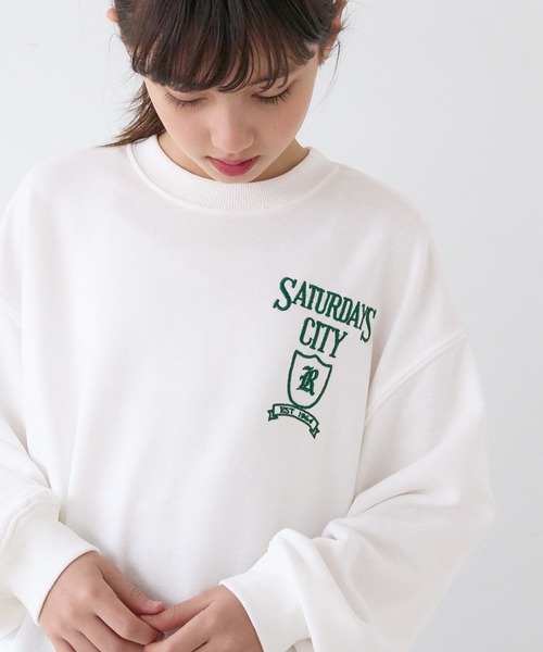 coca（coca）（コカ）の「キッズ 親子お揃い裏毛刺繍オーバーサイズスウェット（スウェット・キッズ・グリーン/ライトグレー/ホワイト/ネイビー・150/140/130/120）」の13枚目の写真