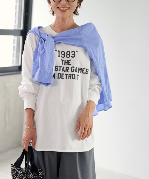 JOURNAL STANDARD relume(ジャーナルスタンダード レリューム)の「《追加》ラグランスリーブカレッジロングスリーブTEE(Tシャツ/カットソー・レディース・ブラック系その他/ホワイト系その他/ホワイト・FREE)」の4枚目の写真