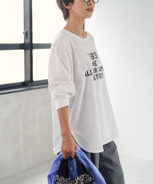 JOURNAL STANDARD relume(ジャーナルスタンダード レリューム)の「《追加》ラグランスリーブカレッジロングスリーブTEE(Tシャツ/カットソー・レディース・ブラック系その他/ホワイト系その他/ホワイト・FREE)」の5枚目の写真