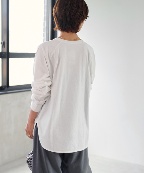 JOURNAL STANDARD relume(ジャーナルスタンダード レリューム)の「《追加》ラグランスリーブカレッジロングスリーブTEE(Tシャツ/カットソー・レディース・ブラック系その他/ホワイト系その他/ホワイト・FREE)」の7枚目の写真