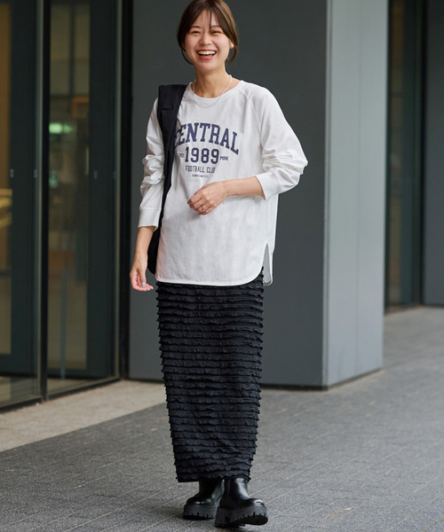JOURNAL STANDARD relume(ジャーナルスタンダード レリューム)の「《追加》ラグランスリーブカレッジロングスリーブTEE(Tシャツ/カットソー・レディース・ブラック系その他/ホワイト系その他/ホワイト・FREE)」の8枚目の写真