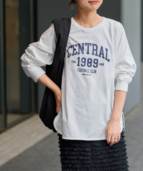JOURNAL STANDARD relume(ジャーナルスタンダード レリューム)の「《追加》ラグランスリーブカレッジロングスリーブTEE(Tシャツ/カットソー・レディース・ブラック系その他/ホワイト系その他/ホワイト・FREE)」の12枚目の写真