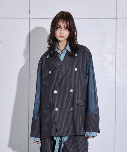 【新品、本物、当店在庫だから安心】 Lame stripe ラメストライプ / jacket tailored layered tulle ジャケット・アウター