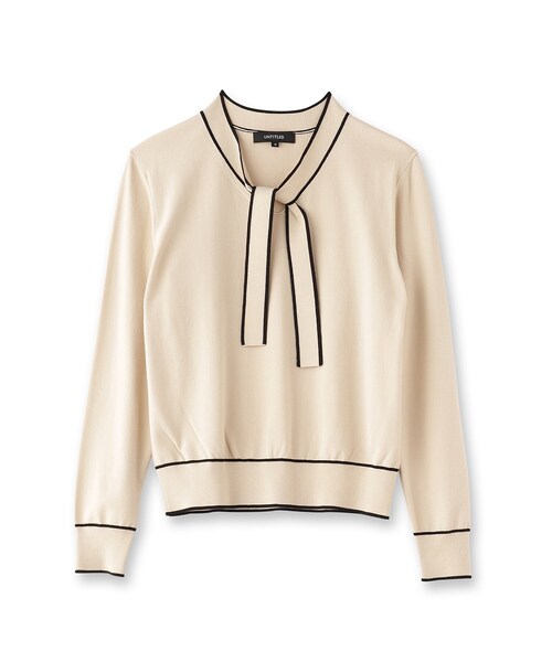 UNTITLED（アンタイトル）の「【アンサンブル可能】ボウタイ 配色プルオーバーニット（ニット/セーター・レディース・ブルー/ベビーピンク/ホワイト系5/ベージュ系その他7/ブラック系4・44/48/00/02/04）」の6枚目の写真