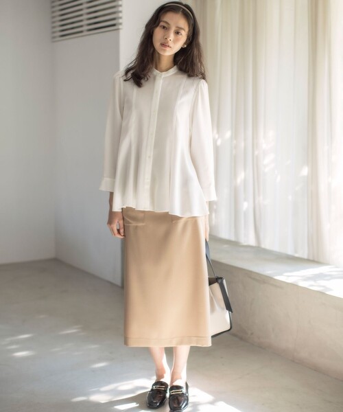 組曲(クミキョク)の「リヨセルシャーティングペプラム ブラウス(シャツ/ブラウス・レディース・ベージュ系1/サックスブルー系1/ネイビー系/アイボリー系・3/2)」の12枚目の写真