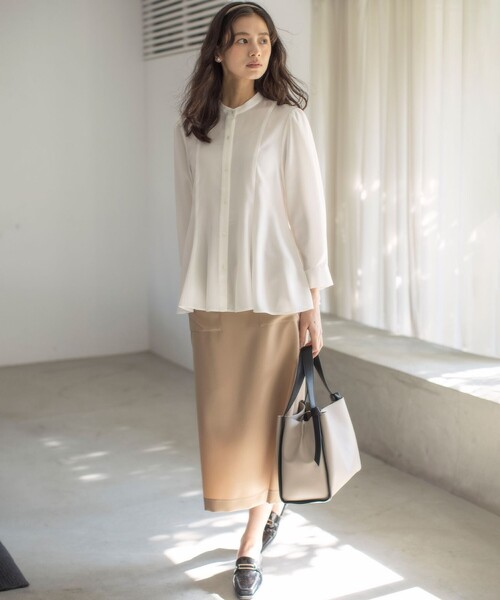 組曲(クミキョク)の「リヨセルシャーティングペプラム ブラウス(シャツ/ブラウス・レディース・ベージュ系1/サックスブルー系1/ネイビー系/アイボリー系・3/2)」の13枚目の写真