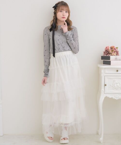 ems excite（エムズエキサイト）の「柄プリントインナーCT（Tシャツ/カットソー・レディース・ブルー/オフホワイト/ナチュラル/ダークグレー・FREE）」の16枚目の写真