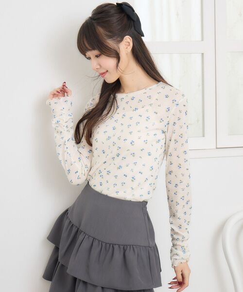 ems excite（エムズエキサイト）の「柄プリントインナーCT（Tシャツ/カットソー・レディース・ブルー/オフホワイト/ナチュラル/ダークグレー・FREE）」の6枚目の写真