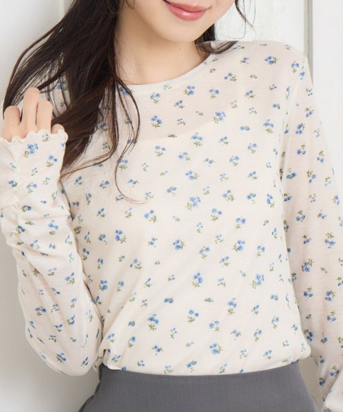 ems excite（エムズエキサイト）の「柄プリントインナーCT（Tシャツ/カットソー・レディース・ブルー/オフホワイト/ナチュラル/ダークグレー・FREE）」の4枚目の写真