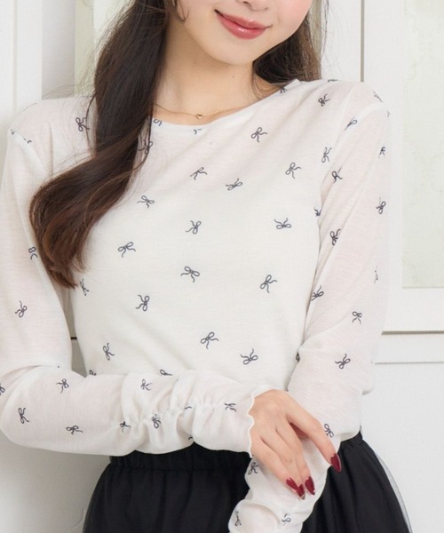 ems excite（エムズエキサイト）の「柄プリントインナーCT（Tシャツ/カットソー・レディース・ブルー/オフホワイト/ナチュラル/ダークグレー・FREE）」の2枚目の写真