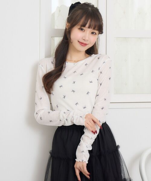 ems excite（エムズエキサイト）の「柄プリントインナーCT（Tシャツ/カットソー・レディース・ブルー/オフホワイト/ナチュラル/ダークグレー・FREE）」の22枚目の写真