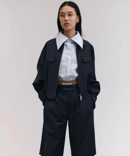 JOSE MOON（ジョゼムーン）の「【JOSEMOON/ジョゼムーン】WOOL MINIMAL BLOUSON/ウールミニマルブルゾン（ブルゾン・レディース・グレー・FREE）」の3枚目の写真