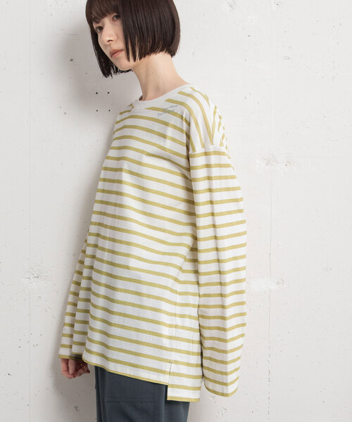 POU DOU DOU（プードゥドゥ）の「USAコットン刺繍ワイドロンT（Tシャツ/カットソー・レディース・オフホワイト/ダークグレー/スミクロ/イエロー・M）」の7枚目の写真