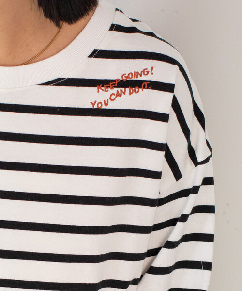 POU DOU DOU（プードゥドゥ）の「USAコットン刺繍ワイドロンT（Tシャツ/カットソー・レディース・オフホワイト/ダークグレー/スミクロ/イエロー・M）」の16枚目の写真
