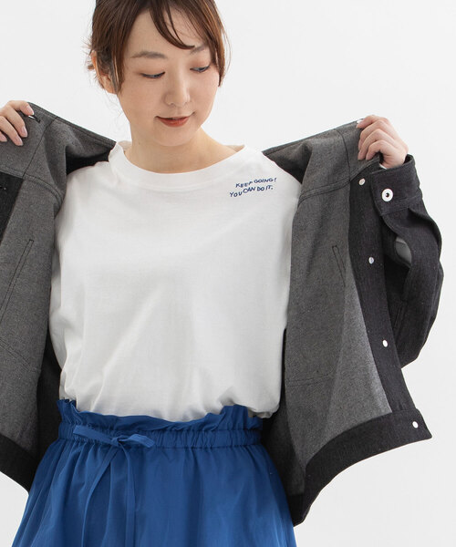 POU DOU DOU（プードゥドゥ）の「USAコットン刺繍ワイドロンT（Tシャツ/カットソー・レディース・オフホワイト/ダークグレー/スミクロ/イエロー・M）」の21枚目の写真