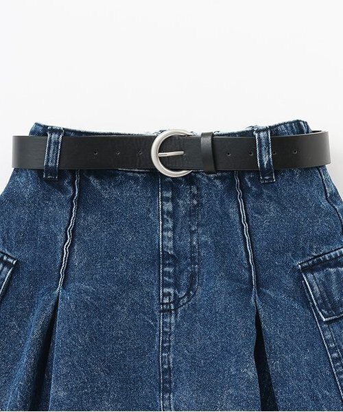 by LOVEiT（バイラビット）の「【ニコ☆プチ掲載】ベルトつきカーゴスカート（デニムスカート・キッズ・ブラック/ネイビー/サックスブルー・150cm/140cm/130cm/120cm/160cm）」の5枚目の写真