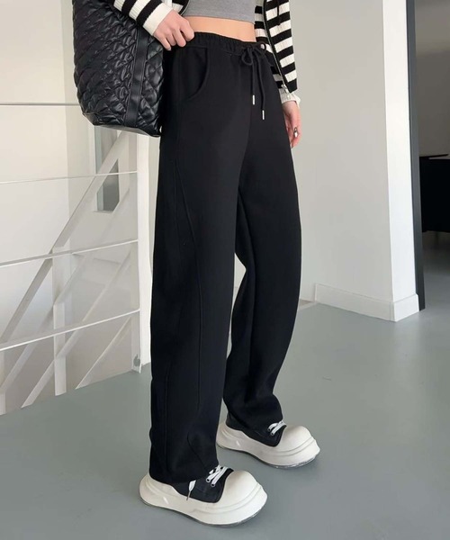 aimoha（アイモハ）の「セミワイドフィットパンツ（スウェットパンツ・レディース・ライトベージュ/杢グレー/イエロー/ダークグレー/ブラック・MEDIUM/X-LARGE/LARGE）」の19枚目の写真