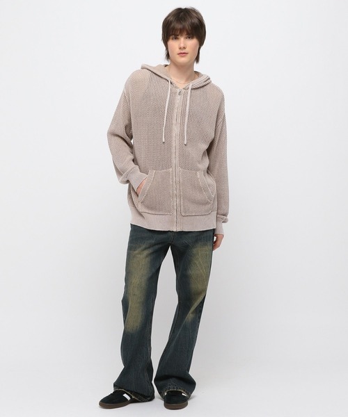 3.3 Field Trip （3.3フィールドトリップ）の「3.3 Field Trip／ピグメントメッシュパーカー（パーカー・メンズ・ベージュ/ブラック・FREE）」の8枚目の写真