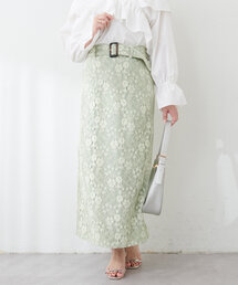 natural couture | 【canami】ベルト付きラメレースナロースカート(スカート)