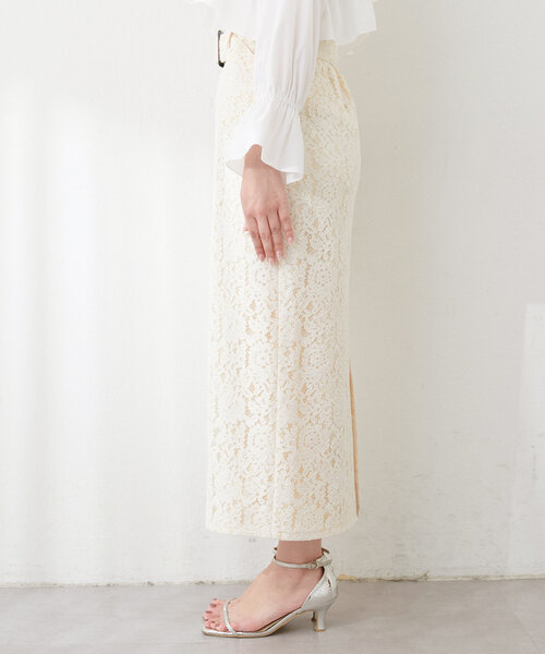 natural couture（ナチュラルクチュール）の「【canami】ベルト付きラメレースナロースカート（スカート・レディース・イエロー/ピンク/ミント/ネイビー・FREE）」の20枚目の写真