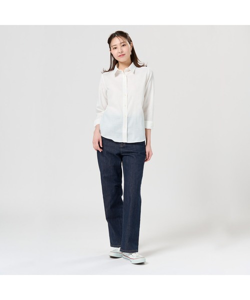 TOKYO SHIRTS（トウキョウシャツ）の「【Pitta Re:)】ふわっとガーゼシャツ 長袖 綿100% レディースカジュアルシャツ（シャツ/ブラウス・レディース・ホワイト・S/M/L/LL）」の6枚目の写真