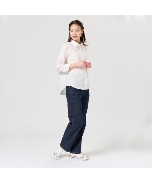 TOKYO SHIRTS（トウキョウシャツ）の「【Pitta Re:)】ふわっとガーゼシャツ 長袖 綿100% レディースカジュアルシャツ（シャツ/ブラウス・レディース・ホワイト・S/M/L/LL）」の7枚目の写真