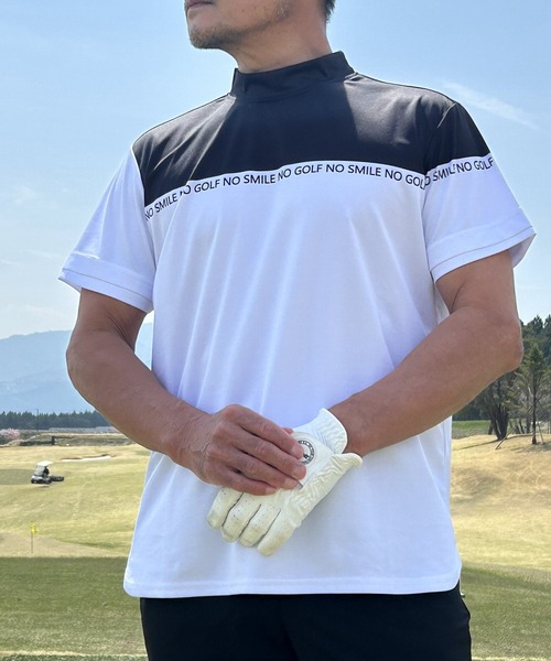 バイカラー 半袖モックネック ゴルフシャツ（Tシャツ/カットソー