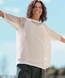 CAMBIO | mt9552-ドライニットミニ布帛メッシュTシャツ(Tシャツ/カットソー)