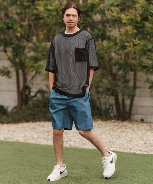 CAMBIO(カンビオ)の「mt9552-ドライニットミニ布帛メッシュTシャツ(Tシャツ/カットソー・メンズ・ブラック/アイボリー・M/L/XL)」の12枚目の写真