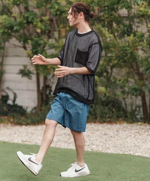 CAMBIO(カンビオ)の「mt9552-ドライニットミニ布帛メッシュTシャツ(Tシャツ/カットソー・メンズ・ブラック/アイボリー・M/L/XL)」の13枚目の写真