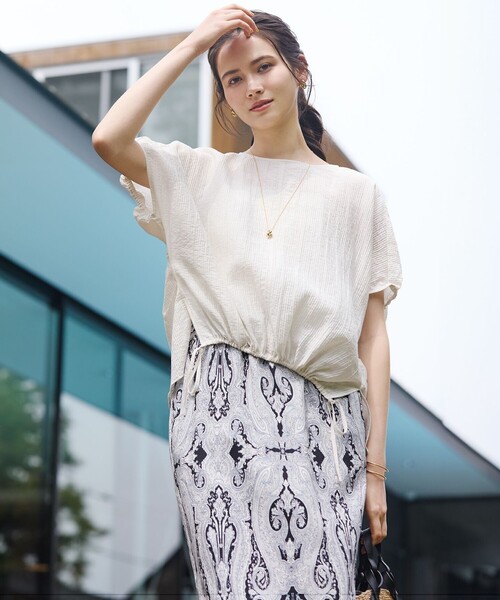 23区(ニジュウサンク)の「【洗える】Rattiドローイングペイズリープリント スカート(スカート・レディース・ベージュ系5/ブラック系5・38/36/40)」の3枚目の写真