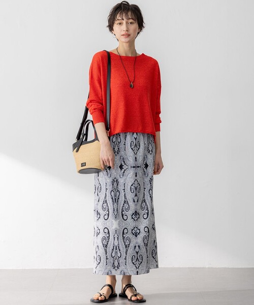 23区(ニジュウサンク)の「【洗える】Rattiドローイングペイズリープリント スカート(スカート・レディース・ベージュ系5/ブラック系5・38/36/40)」の4枚目の写真