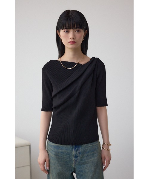 ハンナローリーズ ドレープデザイン 半袖ニット ダイヤ柄半袖ニット | PROPORTION BODY DRESSING